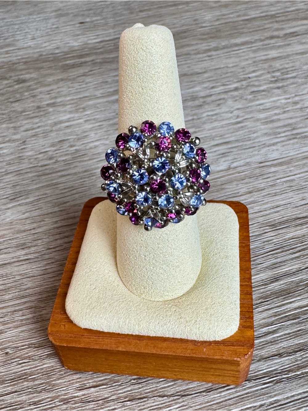 Source Unknown Purple and Light Blue Crystal Cluster Ring - Women Jewelry